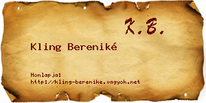 Kling Bereniké névjegykártya